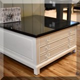 F20. Century Furniture coffee table with drawers. 19.5"h x 36"w x 36"w 